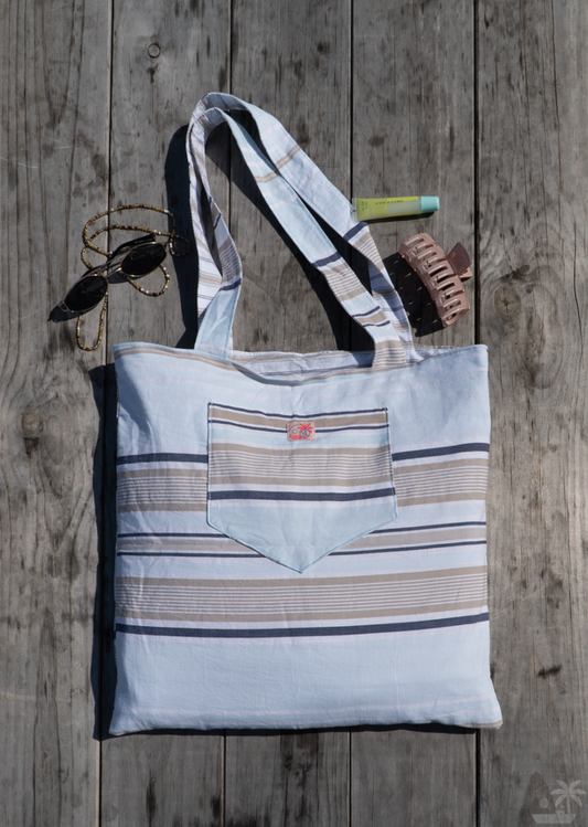 Blue Stripe Tote Bag