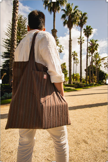 Brown Stripe Tote Bag