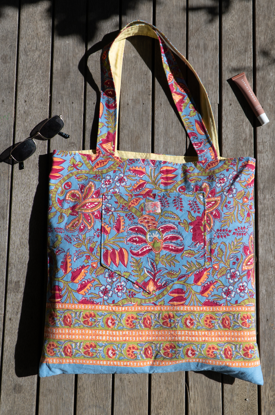 Blue Floral Tote Bag